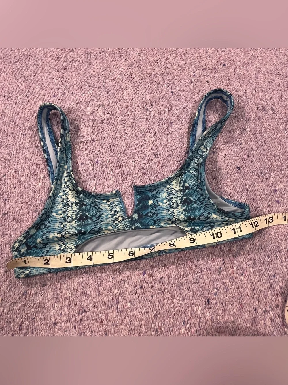 Frankie's Bikinis Swim Top Blue Snake Print Size Small